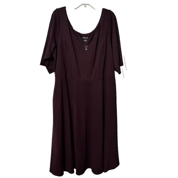NWT City Chic Maroon Plus Size Dress Women Pockets‎ Size Large Size 20 - Picture 2 of 8